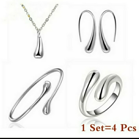 925 Sterling Silver Water Drop Jewelry Set - Picture 5 of 7